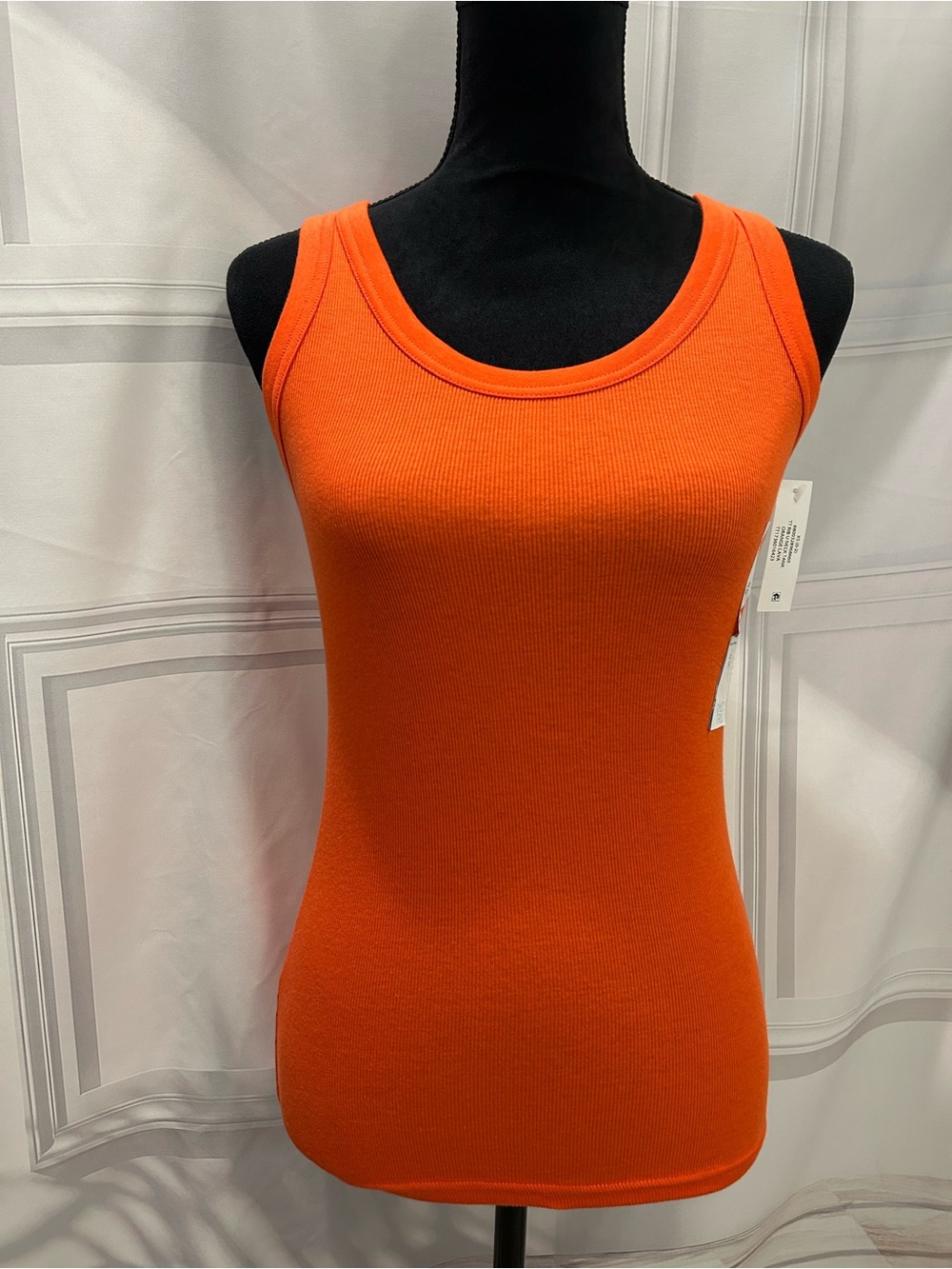 Time and Tru Bright Orange Ribbed Tank Top